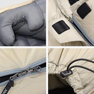 Спальник Naturehike CW1000 Mummy goose down khaki 1000G левый - фото 3