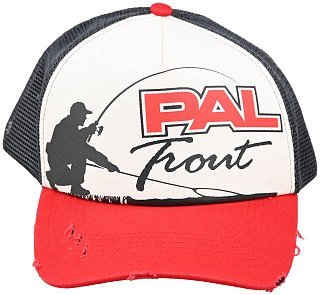 Бейсболка Pal Cap Trout серая сетка козырек красный - фото 2