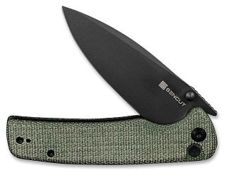 Нож Sencut Sachse Flipper & Button Lock & Thumb Stud Knife Green Micarta Handle  - фото 3
