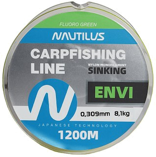 Леска Nautilus Envi Fluoro green 1200м 0,309мм 8,1кг - фото 1