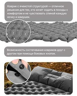 Коврик надувной туристический RoadLike Summit, серый - фото 8