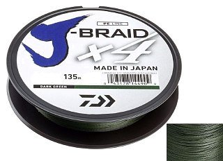 Шнур Daiwa J-Braid X4 0,10мм 135м Dark green