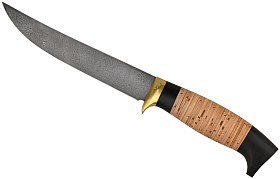 Нож ИП Семин Филейный дамасская сталь средний литье береста граб
