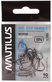 Крючок Nautilus Offset Big Eye Series Worm 1005 №1