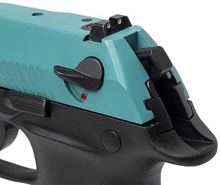 Пистолет АТА9 9x19мм Bosphorus голубой затвор черная рамка - фото 4