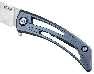 Нож SRM 7415-TE сталь 154CM рукоять TC4 Titanium (blue) - фото 6