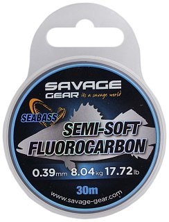 Леска Savage Gear Semi-soft fluorocarbon seabass 30м 0,39мм 8,04кг 17,72lbs clea - фото 1