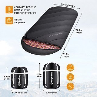 Спальный мешок King Camp Free Space 250 -8С 220x100 темно-серый левый - фото 3
