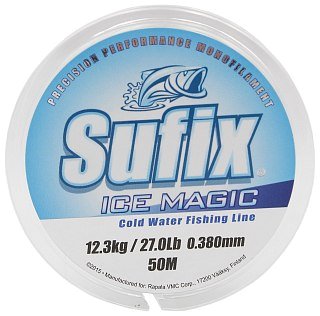 Леска Sufix Ice Magic 50м 0,38мм 12,3кг прозрачная - фото 1