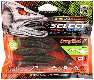 Приманка Select Crazy Shad 4" цв. 002 уп 5шт