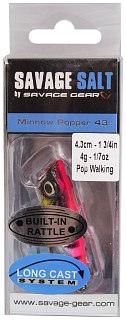 Воблер Savage Gear 3D minnow popper 4,3см 4гр  F pink barracuda