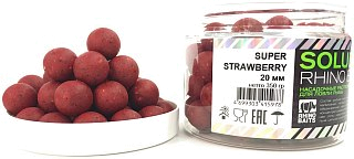 Бойлы Rhino Baits Super Strawberry супер клубника 20мм банка 350гр пылящие - фото 1