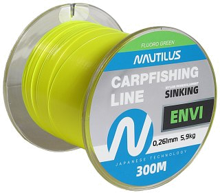 Леска Nautilus Envi Fluoro green 300м 0,261мм 5,9кг  - фото 2