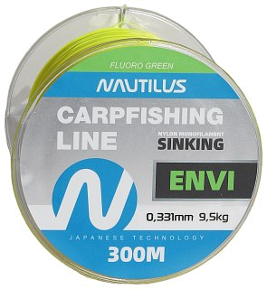 Леска Nautilus Envi Fluoro green 300м 0,331мм 9,5кг  - фото 1