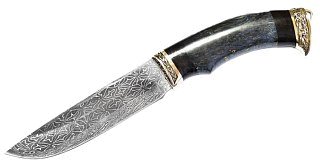 Нож ИП Семин Ястреб мозаичная дамасская сталь литье стабилизированное дерево - фото 3