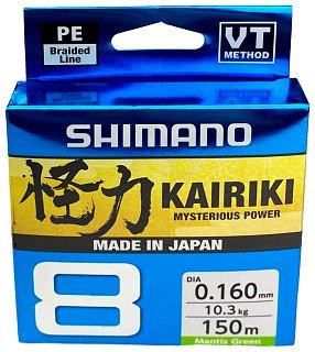 Шнур Shimano Kairiki 8 PE 150м 0,16мм зеленый 10,3кг - фото 4