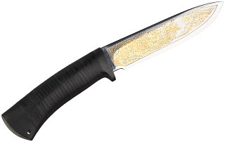 Нож Росоружие Артыбаш 95х18 сталь ЭИ-107 позолота кожа