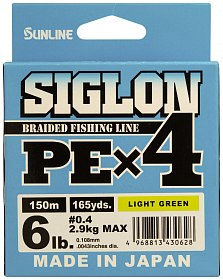 Шнур Sunline Siglon PEх4 light green 150м 0,4 6lb