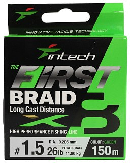 Шнур Intech First Braid X8 150м 1,5/0,205мм green - фото 1