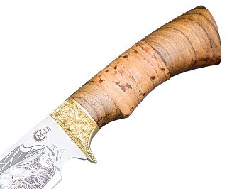 Нож ИП Семин Лорд  65х13  литье береста  гравировка - фото 3