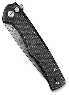 Нож Sencut Crowley Flipper & Button Lock & Thumb Stud Knife Black Micarta Handle - фото 4