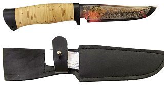 Нож Росоружие Гелиос-2 95х18 позолота береста гравировка