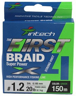 Шнур Intech First Braid X4 150м 1,2/0,185мм green - фото 1