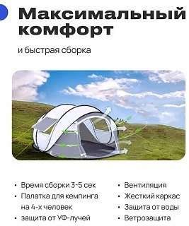 Палатка RoadLike Family 4-местная серый - фото 2