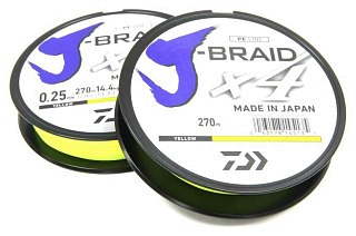 Шнур Daiwa J-Braid X4 0,25мм 270м Yellow