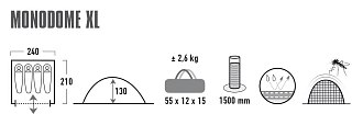 Палатка High Peak Monodome XL black 240x210x130 - фото 8