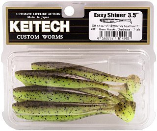 МП Приманка Keitech виброхвост Easy shiner 3,5" 401 green pumkin chartreuse - фото 2