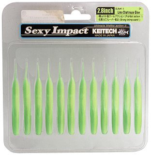 Приманка Keitech червь Sexy impact 2,8" EA11 lime chartreuse glow уп. 12шт