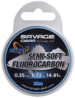 Леска Savage Gear Semi-soft fluorocarbon seabass 30м 0,35мм 6,72кг 14,81lbs clea