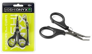 Ножницы Yoshi Onyx для плетенки и заводных колец с загибом и шнуром с карабином - фото 1