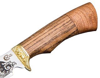 Нож ИП Семин Следопыт сталь 65х13 литье рукоять ценные породы дерева гравировка - фото 3