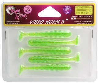 Приманка Crazy Fish Vibro worm 3'' 11-75-21-6
