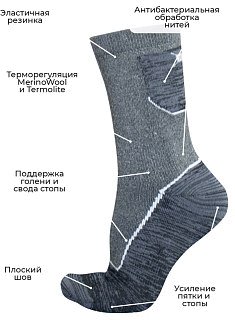 Носки Talberg Explorer Thermolite -10C серый 36-38 - фото 2