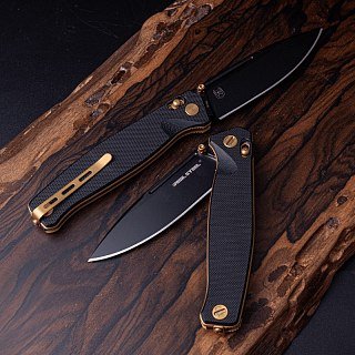 Нож складной Real Steel Huginn Black/Gold G10 клинок черн.VG-10 9,3см - фото 5