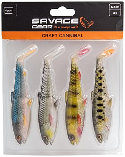 Приманка Savage Gear Craft cannibal paddletail 12,5см 20гр clear water mix 4шт