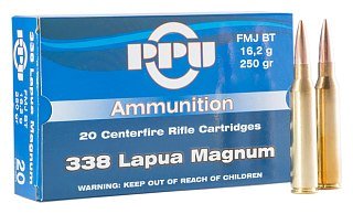 Патрон 338Lapua Mag PPU FMJ BT 16,2г - фото 1