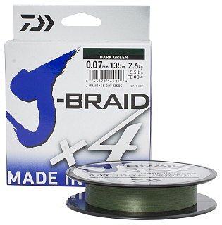 Шнур Daiwa J-Braid X4 0,07мм 135м Dark green