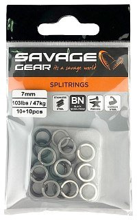 Заводное кольцо Savage Gear Splitring 7мм 103lbs 47кг SS+BLN 10+10шт - фото 3