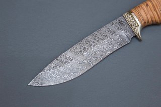 Нож ИП Семин Близнец дамасская сталь береста литье береста - фото 2