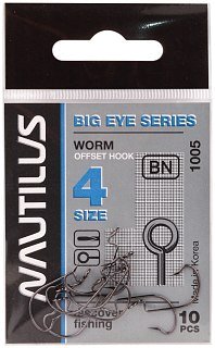 Крючок Nautilus Offset Big Eye Series Worm 1005 №4