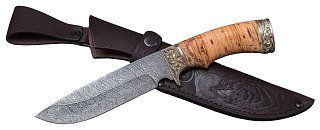 Нож ИП Семин Лорд дамасская сталь литье береста - фото 1