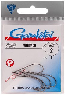Крючок Gamakatsu Worm 31 black №2 - фото 1