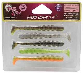 Приманка Crazy Fish Vibro worm 3,4" 12-85-M57-6 - фото 1