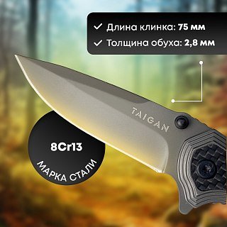 Нож Taigan Windhover (14S-035) сталь 8Cr13 рукоять steel/carbon - фото 3