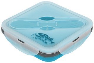 Контейнер Tramp силиконовый с ловилкой 400мл аквамарин - фото 2