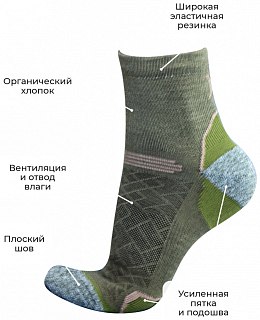 Носки Talberg Andes Organic +25C  хаки 36-38 - фото 2